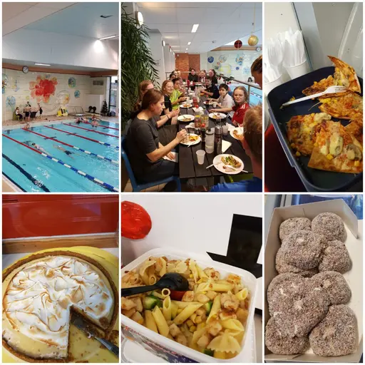 På nyårsaftonens förmiddag var det dags för Nyårssimmet i Allébadet. Vi var ca 20 simmare som simmade ”kortlekspass”och hade knytkalas. 