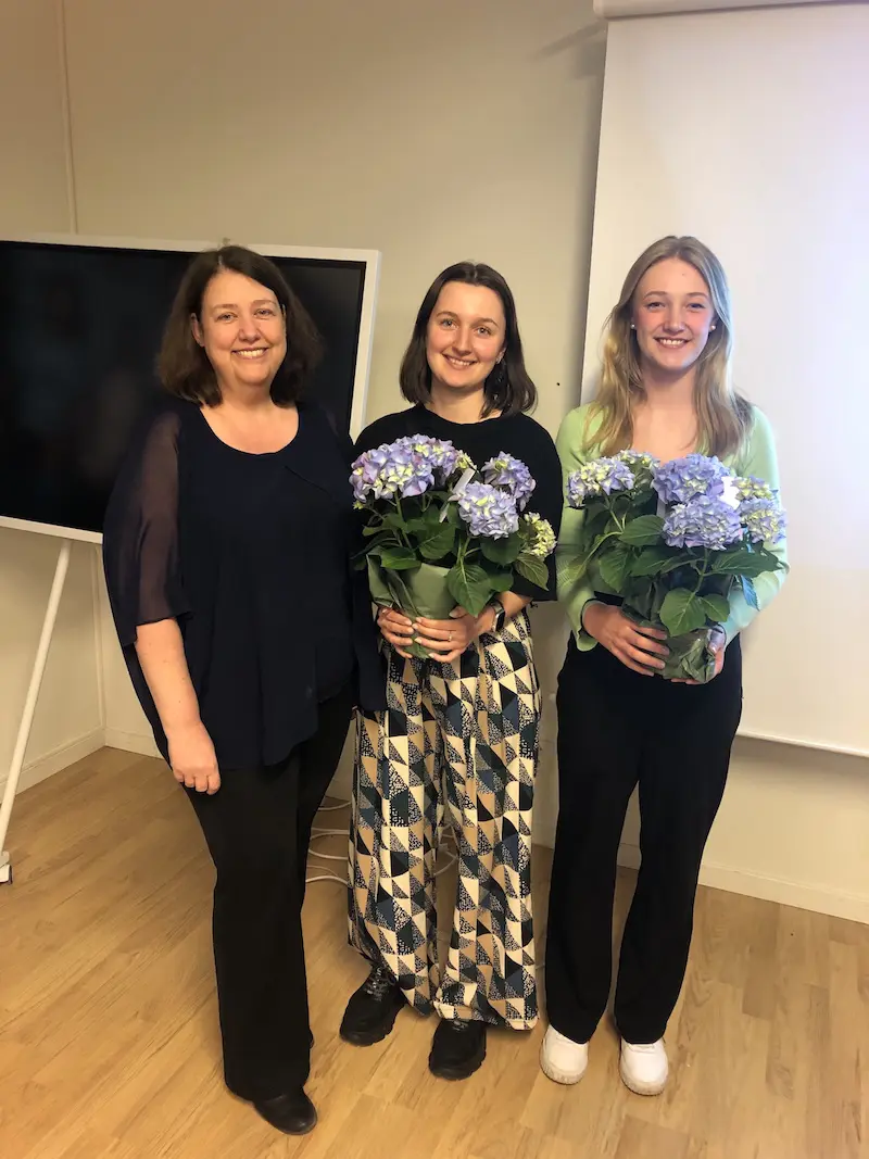 Från vänster: Ordförande Karin Hörberg, Marlene Sengpiel och Ida Eldh.