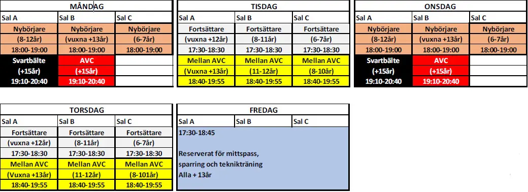 Gruppindelning och schema höstterminen -24