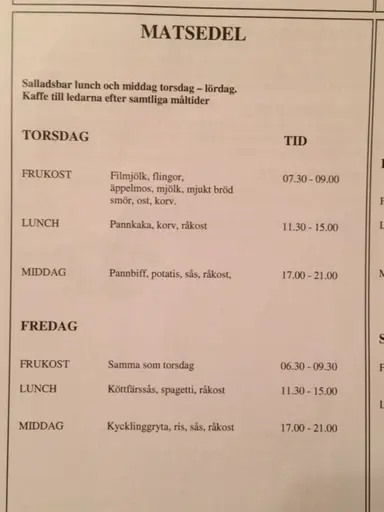 Viktig information om jobbet på Vimarskolans Matsal