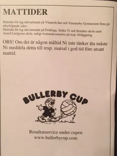Viktig information om jobbet på Vimarskolans Matsal