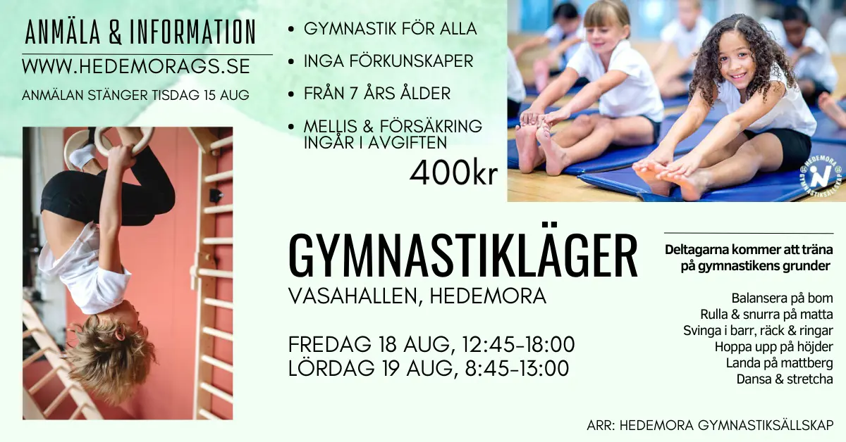 HGS arrangerar gymnastikläger för alla som är nyfikna på att träna gymnastik.