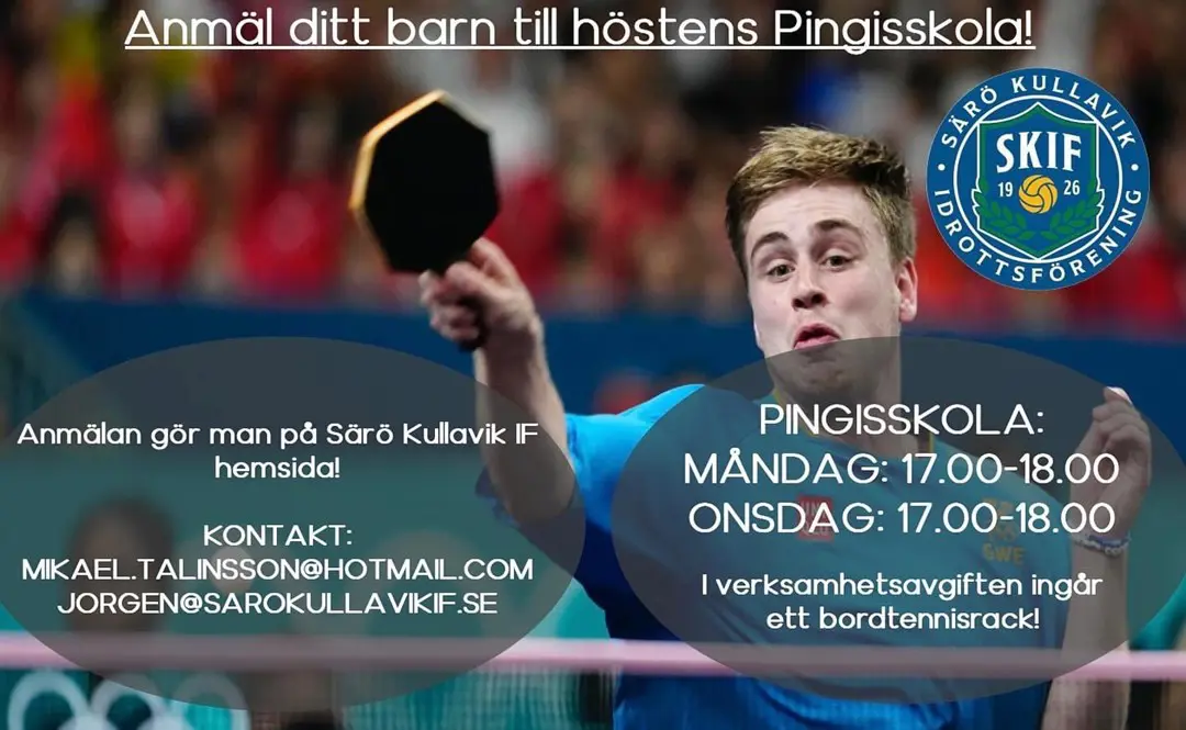 ANMÄL DITT BARN TILL HÖSTENS PINGISSKOLA!