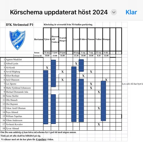 Nytt körschema och kiosk schema för hösten 2024