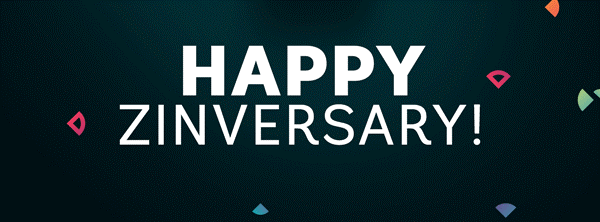 Bild med text: Happy ZINversary!