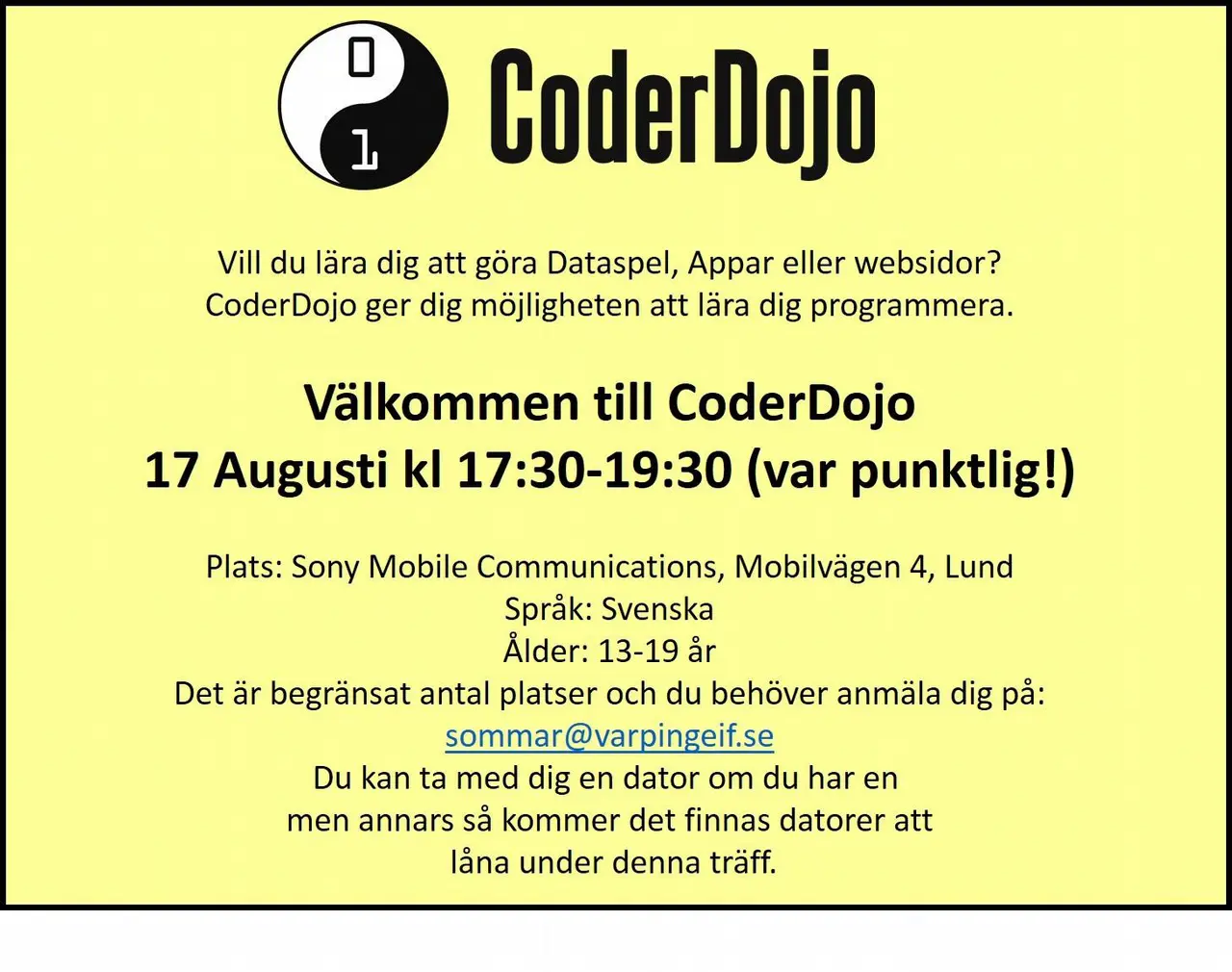 Värpinge och Lunds Bois i samverkan..programmeringskväll..