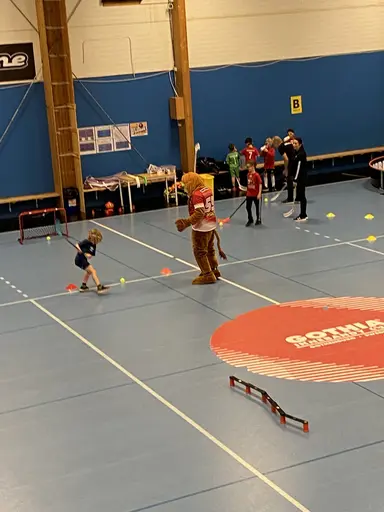 Idag på Lejonskolan hade vi finbesök av vårat Lejon. Ett mycket uppskattat inslag. Dock tyckte barnen att han inte va så bra på innebandy då han höll klubban med en hand. 