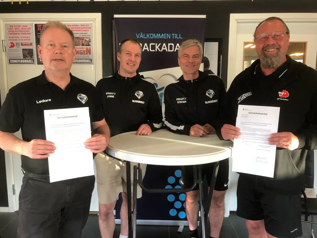 Olle Erenstedt Ordf. Älvstranden, Janne Viklund DJAS, Stefan Johansson DJAS, Kristian Svensson Ordf. Backadalen