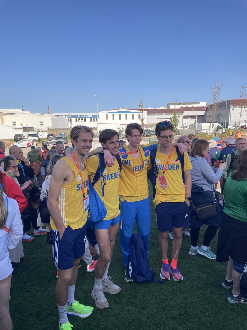 Oliver Löfqvist och Simon Ström sprang seniorklassen, här tillsammans med Sebastian Stagh och Kalle Ottfalk. Foto: Staffan Movin