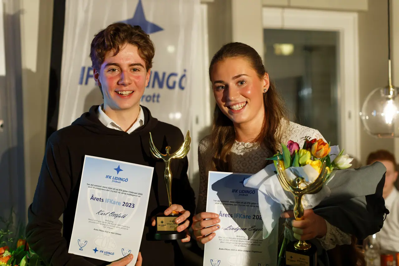 Kalle Ottfalk och Alice Lindgren var två av de som prisade under IFK-galan i fredags. Foto: Christer Klinth