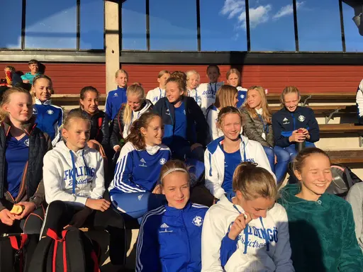 Överst: alla 05- och 06-tjejer samt de tre distriktsmästarlagen. Nederst: 03-/04-lagen samt ett gäng 05/06-killar