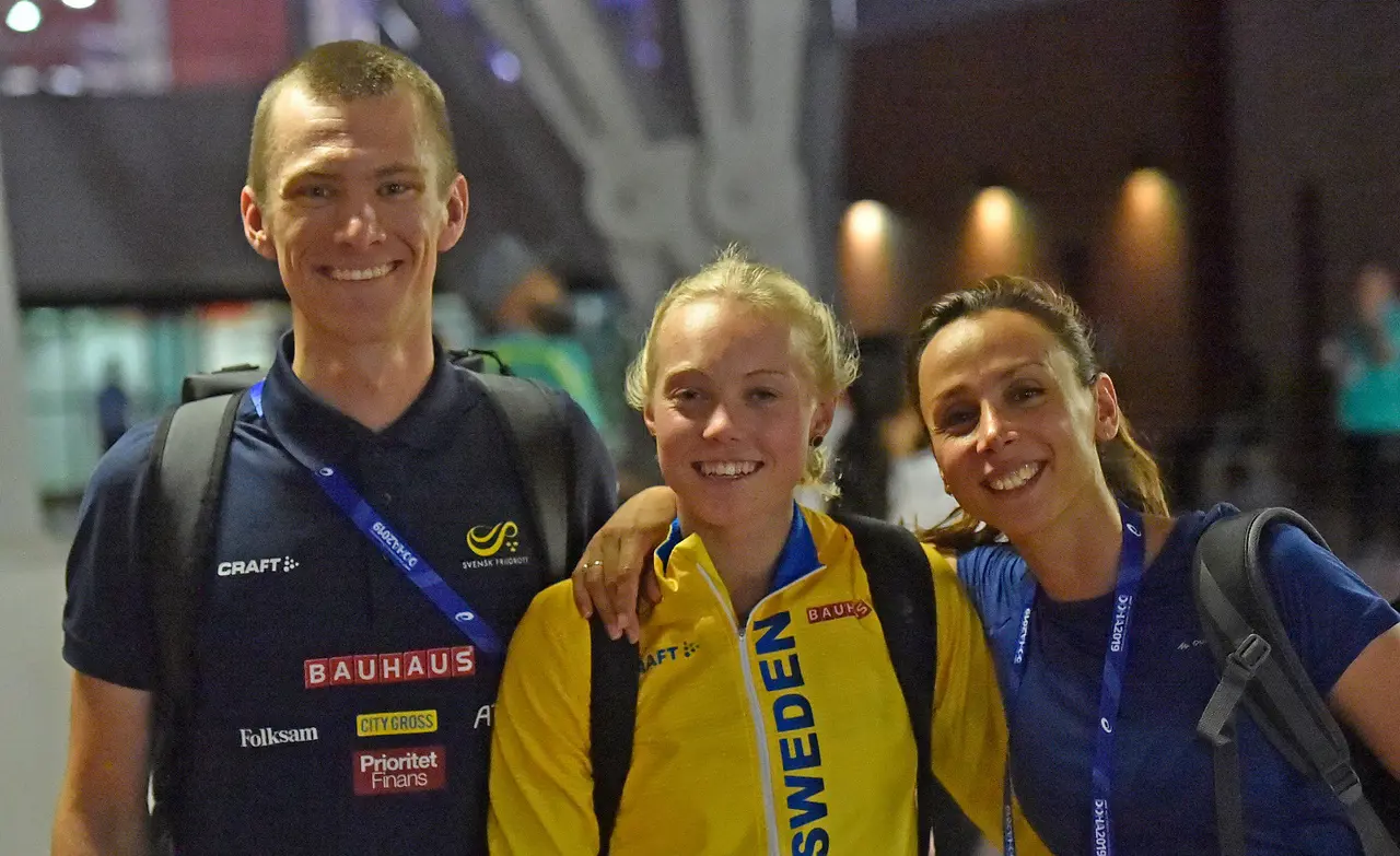 Eriks största idrottsupplevelse (hittills) var när han coachade Tilde Johansson i VM i Doha. Foto DECA Text & Bild