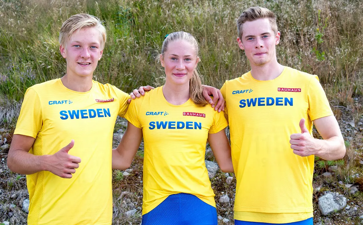 David, Nike och Robin i landskagsdress. Foto: Piniro Bildbyrå