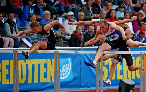 14.21 blev tiden för Fredrick Ekholm när han vann 110m häck i Varberg. Foto: Deca Text & Bild