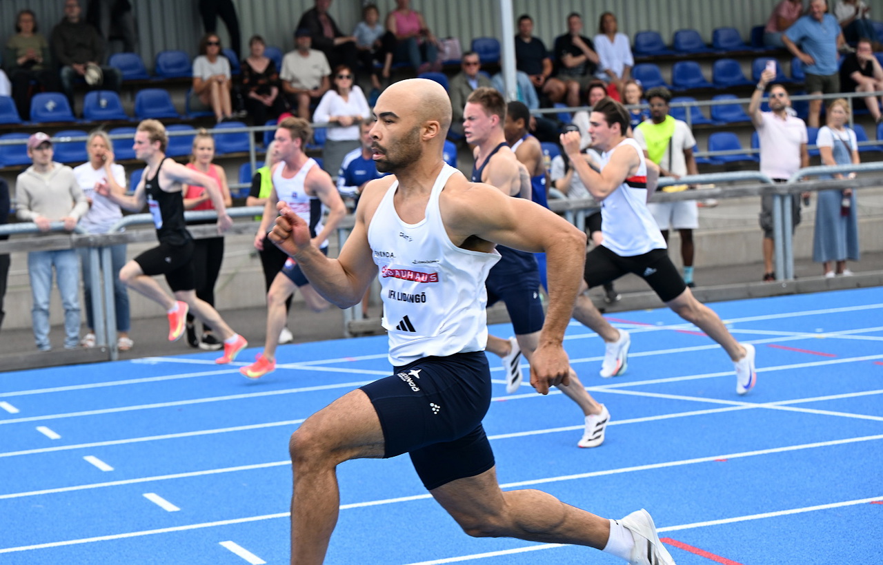Jean-Christian Zirignon när han vann 100m i Lag-SM-finalen. Foto: DECA
