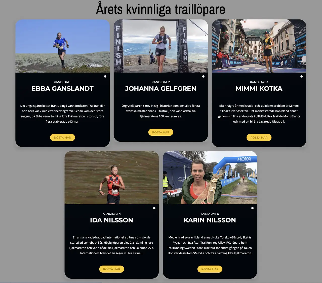 Ebba Ganslandt är en av fem kandidater att utses till Årets kvinnliga traillöpare i Sverige 2021