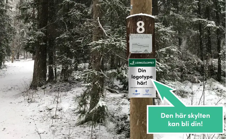 skylten är 15x21 cm och sitter uppe i 5 år