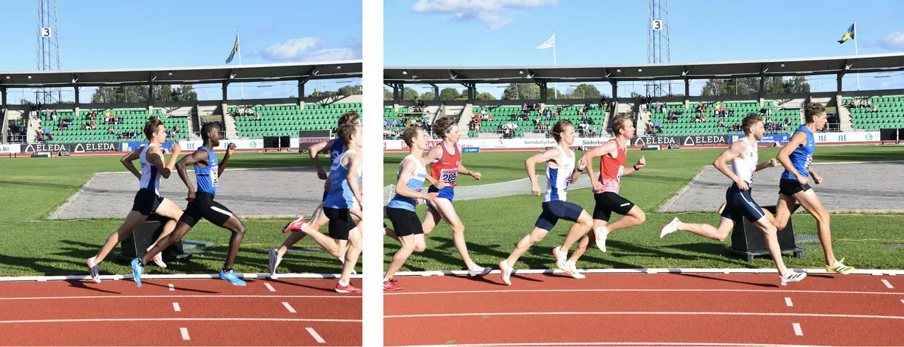 Jacob Klinth persade och Axel Alness-Borg var en bit ifrån årsbästat i ett blåsigt 800m-försök. Foto: Janne Åkerblom