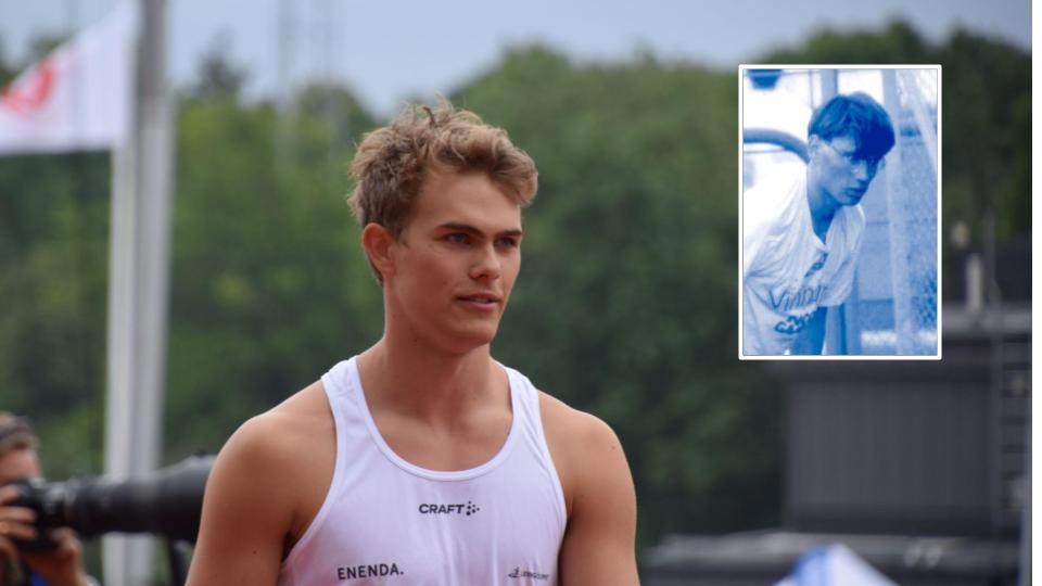 I den lilla bilden är det den tidigare klubbrekordhållaren på 400m häck, Martin Frodlund (foto: Toralf Nilsson) och i den stora den nya, Malte Fuchs Edberg (foto: Janne Åkerblom)