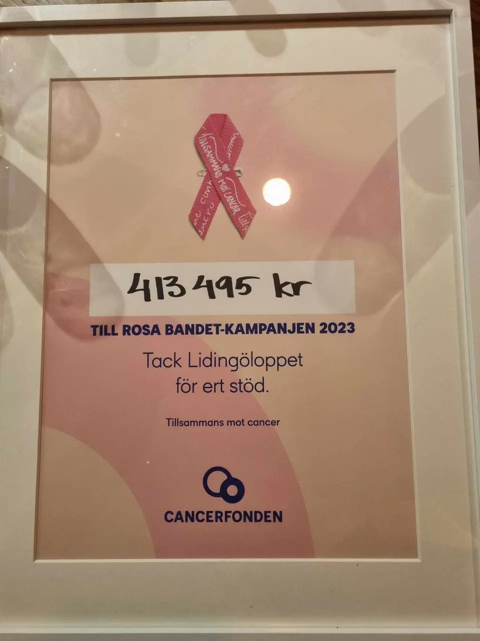Ett bevis på att Lidingöloppet stöttar forskningen för att lösa cancerns gåta.