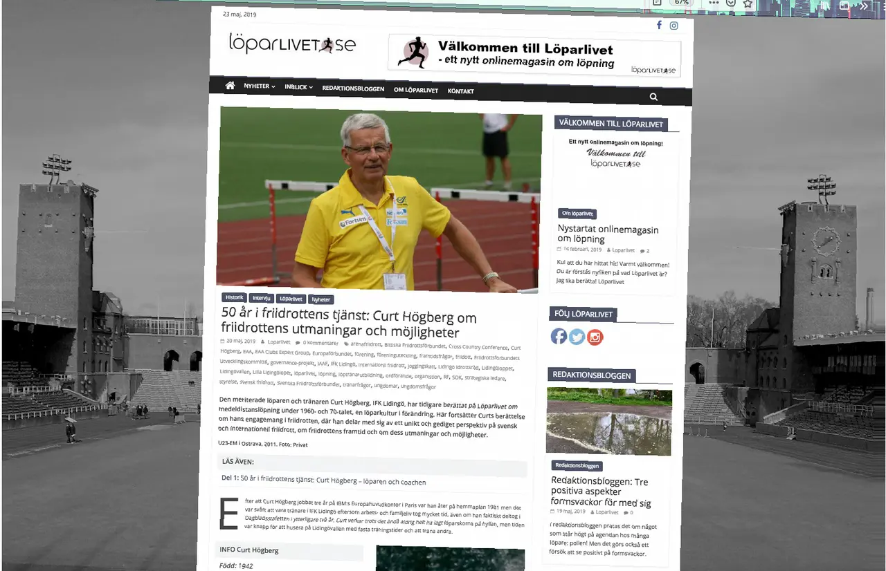 En lång del 2-artikel om Curt Högberg och mycket av klubbens historia finns nu att läsa på Löparlivet