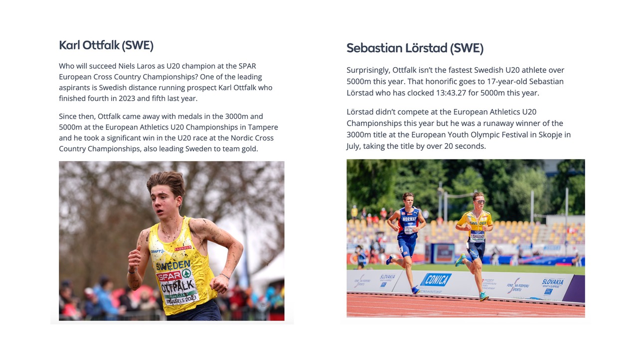 Läs om Kalle och Sebbe inför helgens Euromästerskap i terränglöpning. Skärmklipp från European Athletics webbplats