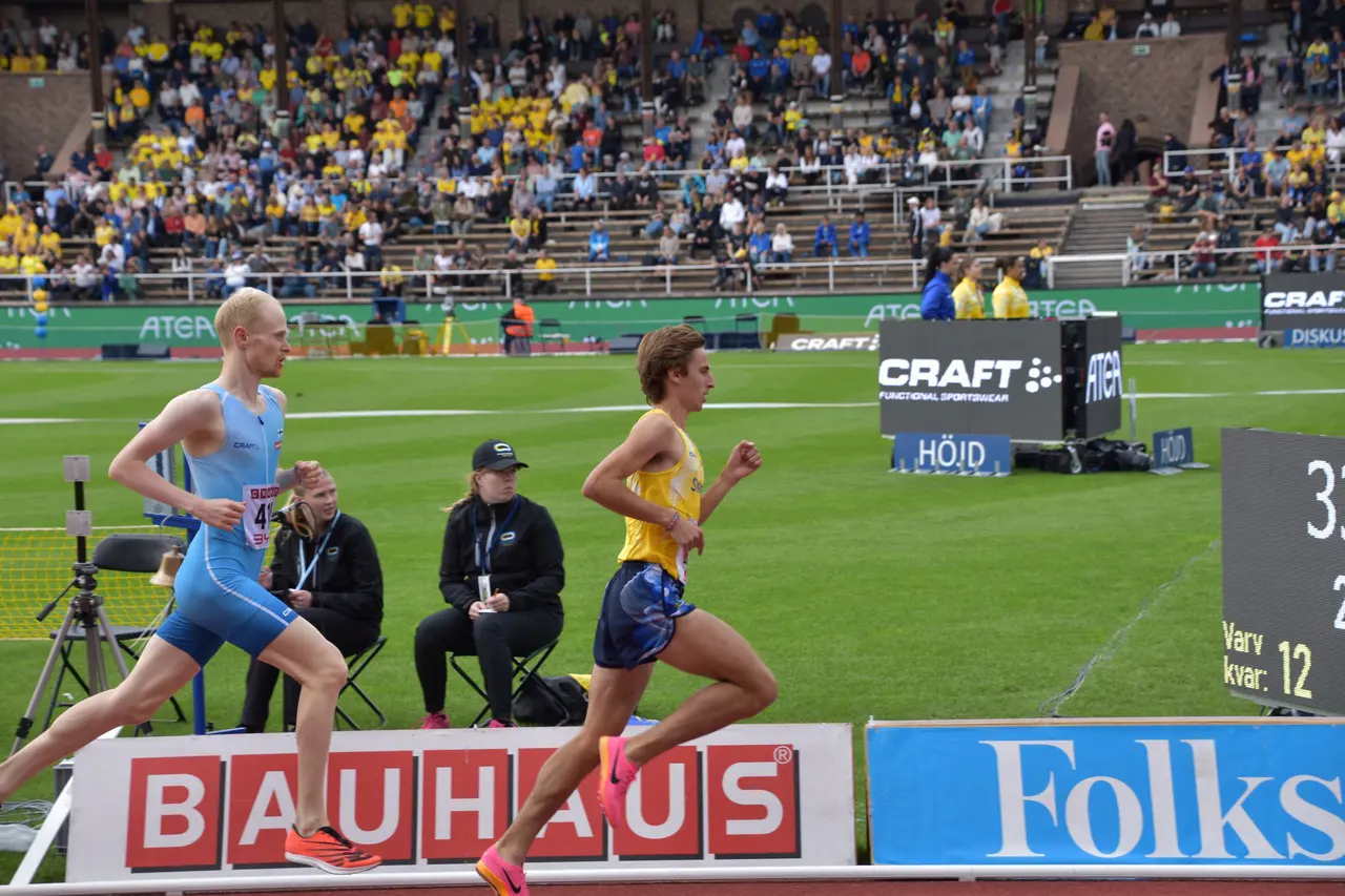 Simon Sundström vann 5000m i Finnkampen. Foto Malex Åkerblom