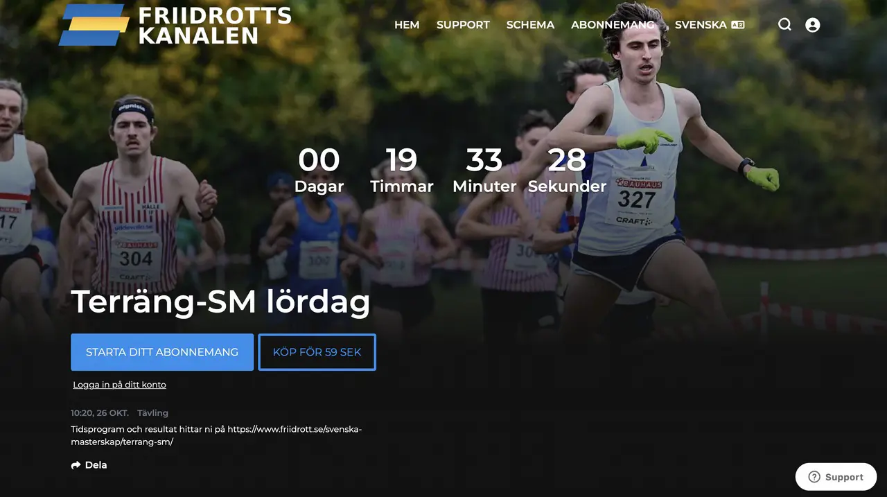 Kolla in Friidrottens sändningar från Terräng-SM i helgen. Sändningsstart lördag 10.20.