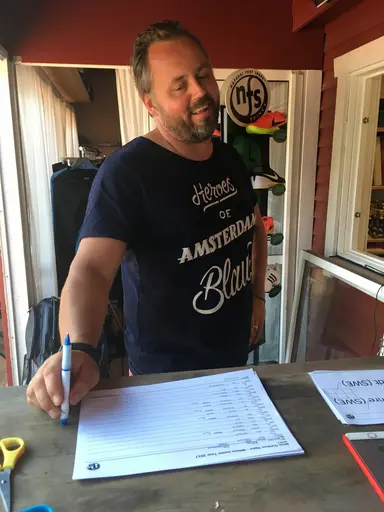 Uffe, Mattias och André ser till att alla spelare får rätt information