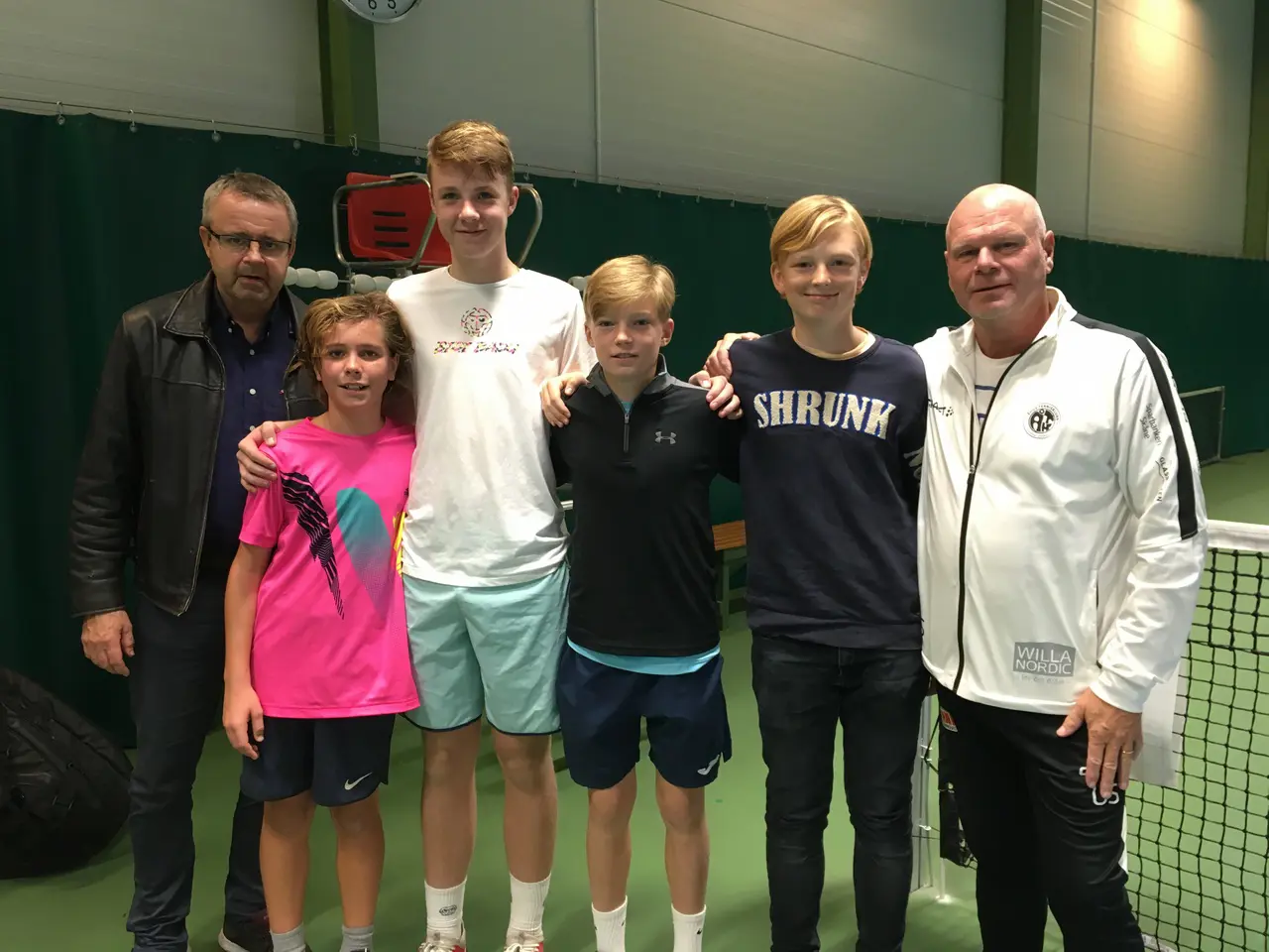 Tomas Johansson (ny assisterande tränare), Liam Svensson, Albin Nyman, Edvard Larsson (skadeuppehåll) och Ulf Samuelsson efter skön hemmaseger mot ATL