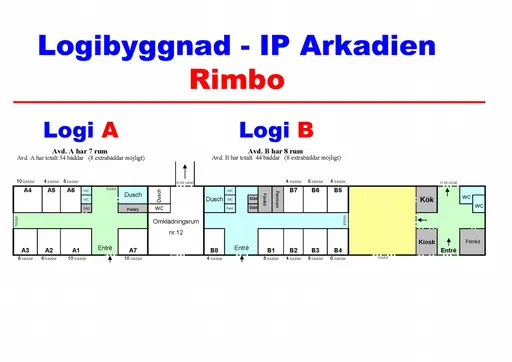 Boende i rum med 4, 6, 8 eller 10 bäddar per rum.