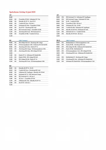 Helgens spelschema.
