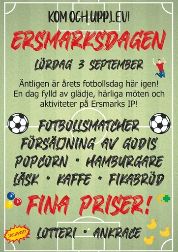 Här uppdateras info om Ersmarksdagen löpande. Spelschema o övriga tider