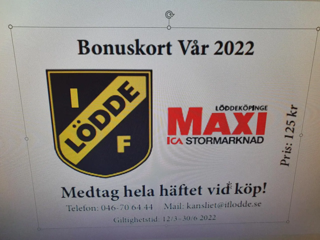 Äntligen kommer IF Löddes bonuskort och då är det snart vår i luften.